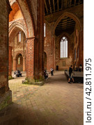CHORIN, GERMANY - APRIL 01, 2024: Ruin of Chorin Abbey. Chorin Abbey (Kloster Chorin) is a former Cistercian abbey. An example of Gothic architecture. Founded in 1258. It was secularized in 1542. Редакционное фото, фотограф Sergey Kohl / Фотобанк Лори
