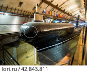 Подводная лодка С-49 проекта 633 в сухом доке музея фортификационных сооружений, город Балаклава, Крым (2023 год). Редакционное фото, фотограф Вячеслав Палес / Фотобанк Лори