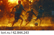 Football game. Stadium with a ball.Sport games.generative ai. Стоковое AI-изображение, AI-художник Александр Трофимович / Фотобанк Лори