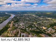Вид на Лузу из лесопромышленного сектора (аэросъемка 2023 года) Стоковое фото, фотограф Владислав Самошкин / Фотобанк Лори
