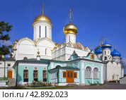 Никоновская церковь, Троицкий собор и церковь Святого Духа Свято-Троицкой Сергиевой лавры в Сергиевом Посаде, Московская область (2023 год). Стоковое фото, фотограф Александр Кузнецов / Фотобанк Лори