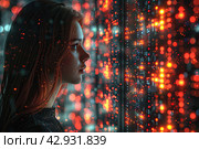 Cyber security IT engineer working on protecting network against cyberattack from hackers on internet. Secure access for online privacy and personal data protection. Hands typing on keyboard and PCB. Стоковое AI-изображение, AI-художник Ирина Михайличенко / Фотобанк Лори