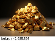 Valuable Pile of gold nuggets. Generate ai. Стоковое AI-изображение, AI-художник Иван Рябоконь / Фотобанк Лори