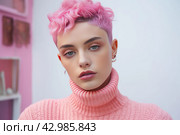 Inspirational Pink non binary model. Generate ai. Стоковое AI-изображение, AI-художник Иван Рябоконь / Фотобанк Лори