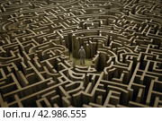 Perplexed Man stuck in the middle of maze. Generate ai. Стоковое AI-изображение, AI-художник Иван Рябоконь / Фотобанк Лори