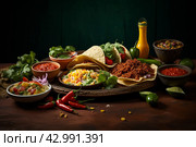 Appetizing Mexican food closeup. Generate Ai. Стоковое AI-изображение, AI-художник Иван Рябоконь / Фотобанк Лори