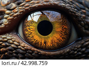 Glossy Reptilian eye closeup. Generate Ai. Стоковое AI-изображение, AI-художник Иван Рябоконь / Фотобанк Лори