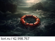 Buoyant Life buoy rescue ring. Generate AI. Стоковое AI-изображение, AI-художник Иван Рябоконь / Фотобанк Лори