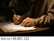 Focused Closeup photo of writing man. Generate ai. Стоковое AI-изображение, AI-художник Иван Рябоконь / Фотобанк Лори