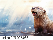 Agile Otter animal background. Generate Ai. Стоковое AI-изображение, AI-художник Иван Рябоконь / Фотобанк Лори