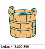 Water tub, doodle, sauna and bath, hand-drawn illustration, l. Стоковая иллюстрация, иллюстратор Эльвира Титова / Фотобанк Лори