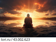 Worshipful Person prying God. Generate Ai. Стоковое AI-изображение, AI-художник Иван Рябоконь / Фотобанк Лори