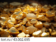 Resplendent Pile of gold nuggets. Generate ai. Стоковое AI-изображение, AI-художник Иван Рябоконь / Фотобанк Лори