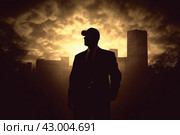Clandestine Silhouette fbi agent warehouse facility. Generate Ai. Стоковое AI-изображение, AI-художник Иван Рябоконь / Фотобанк Лори