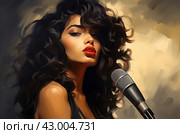 Captivating Beautiful singer woman. Generate ai. Стоковое AI-изображение, AI-художник Иван Рябоконь / Фотобанк Лори
