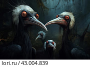 Eerie Skull creepy blood demons birds. Generate Ai. Стоковое AI-изображение, AI-художник Иван Рябоконь / Фотобанк Лори