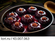 Starchy Plum dumplings with poppy seeds. Generate ai. Стоковое AI-изображение, AI-художник Иван Рябоконь / Фотобанк Лори