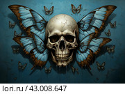 Delicate Skull butterfly. Generate Ai. Стоковое AI-изображение, AI-художник Иван Рябоконь / Фотобанк Лори