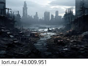 Devastated Ruined city. Generate Ai. Стоковое AI-изображение, AI-художник Иван Рябоконь / Фотобанк Лори