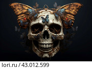Ornate Skull butterfly. Generate Ai. Стоковое AI-изображение, AI-художник Иван Рябоконь / Фотобанк Лори