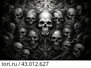 Gruesome Skull creepy blood demons. Generate Ai. Стоковое AI-изображение, AI-художник Иван Рябоконь / Фотобанк Лори