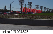 Traffic on Kutuzovsky Prospekt in Moscow in the area of Victory Park. Russia. Moscow. 29.04.2024. Редакционное видео, видеограф Ярославский Максим / Фотобанк Лори