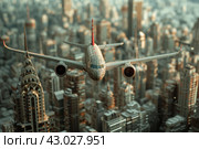 Aeroplane flying. Generate AI. Стоковое AI-изображение, AI-художник Иван Рябоконь / Фотобанк Лори