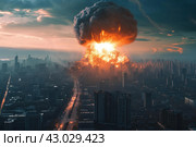 Radiant Against nuclear day background. Generate Ai. Стоковое AI-изображение, AI-художник Иван Рябоконь / Фотобанк Лори