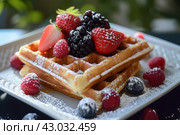 Warming Bakes waffles morning. Generate Ai. Стоковое AI-изображение, AI-художник Иван Рябоконь / Фотобанк Лори