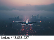 Airborne Aeroplane flying sky. Generate AI. Стоковое AI-изображение, AI-художник Иван Рябоконь / Фотобанк Лори