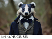 Intelligent Anthropomorphic badger wearing business manager suit. Generate ai. Стоковое AI-изображение, AI-художник Иван Рябоконь / Фотобанк Лори