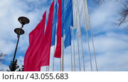 Flag of Russia, State Flag of the Russian Federation, one of the official state symbols of the Russian Federation along with the State Emblem and the State Anthem. Tricolor - white, blue, red (2017 год). Стоковое видео, видеограф Юлия Петровская / Фотобанк Лори
