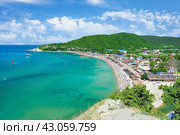 View of the Vulan Bay and the village of Arkhipo-Osipovka on the Black Sea coast. Стоковое фото, фотограф Сергей Н / Фотобанк Лори
