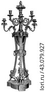Ancient Bronze Art. Candelabra in gilded bronze by a French sculptor Pierre-Philippe Thomire (1787). Publication of the book "Meyers Konversations-Lexikon", Volume 7, Leipzig, Germany, 1910. Стоковая иллюстрация, иллюстратор Sergey Kohl / Фотобанк Лори