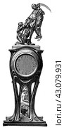 Ancient Bronze Art. French Empire mantel clock by A.Charpentier and Toni Sellmescheim. Publication of the book "Meyers Konversations-Lexikon", Volume 7, Leipzig, Germany, 1910. Стоковая иллюстрация, иллюстратор Sergey Kohl / Фотобанк Лори