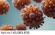 a bacteria of Mycoplasma pheumonia,macro.Peach Fuzz colour of Pantone. Стоковое AI-изображение, AI-художник Андрей Митин / Фотобанк Лори
