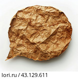Brown Crumpled Paper Speech Bubble. Стоковое AI-изображение, AI-художник Юлия Гапеенко / Фотобанк Лори