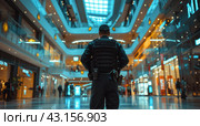 Police Officer Standing in Shopping Mall. Стоковое AI-изображение, AI-художник Юлия Гапеенко / Фотобанк Лори