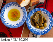 Tunisian mechouia salad served with bread. Стоковое фото, фотограф Яков Филимонов / Фотобанк Лори