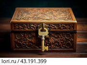 Закрытая шкатулка с ключом. Стоковое AI-изображение, AI-художник Щеголева Ольга / Фотобанк Лори
