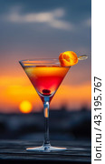 Martini With Orange Garnish on Rim. Стоковое AI-изображение, AI-художник Юлия Гапеенко / Фотобанк Лори