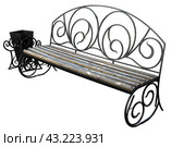 Park bench isolated on a white background. Стоковое фото, фотограф Фотограф / Фотобанк Лори