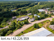 Вид с высоты на маслодельный завод в Подосиновце (аэросъемка 2023 года) Стоковое фото, фотограф Владислав Самошкин / Фотобанк Лори
