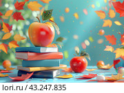 Праздничная открытка к 1 сентября. Стоковое AI-изображение, AI-художник Щеголева Ольга / Фотобанк Лори