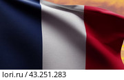 French Flag Waving at Sunset on Bastille Day. Стоковая анимация, аниматор Mihail Mihaylov / Фотобанк Лори
