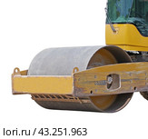 Пневмошинный каток  на белом фоне. Heavy Vibration roller compactor for road repairing. Стоковое фото, фотограф Татьяна Д / Фотобанк Лори