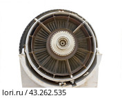 Морской корабельный турбовальный двигатель на белом фоне. Marine ship turboshaft engine on a white background. Стоковое фото, фотограф Татьяна Д / Фотобанк Лори