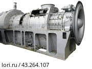 Морской корабельный турбовальный двигатель на белом фоне. Marine ship turboshaft engine on a white background. Стоковое фото, фотограф Татьяна Д / Фотобанк Лори