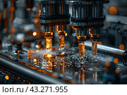 Closeup of a modern robotic machine for blood centrifugation and urinalysis. Hospital laboratories, automatic biochemical analyzer. Стоковое AI-изображение, AI-художник Ирина Михайличенко / Фотобанк Лори
