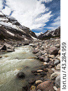 Panoramic view of Baksan river. Стоковое фото, фотограф Юлия Белоусова / Фотобанк Лори